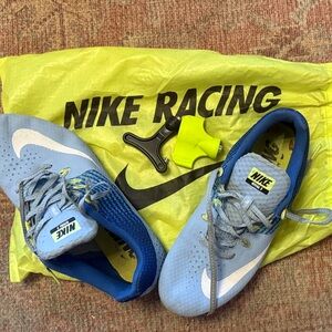 Nike Light Blue and Lime Track Racing Spikes